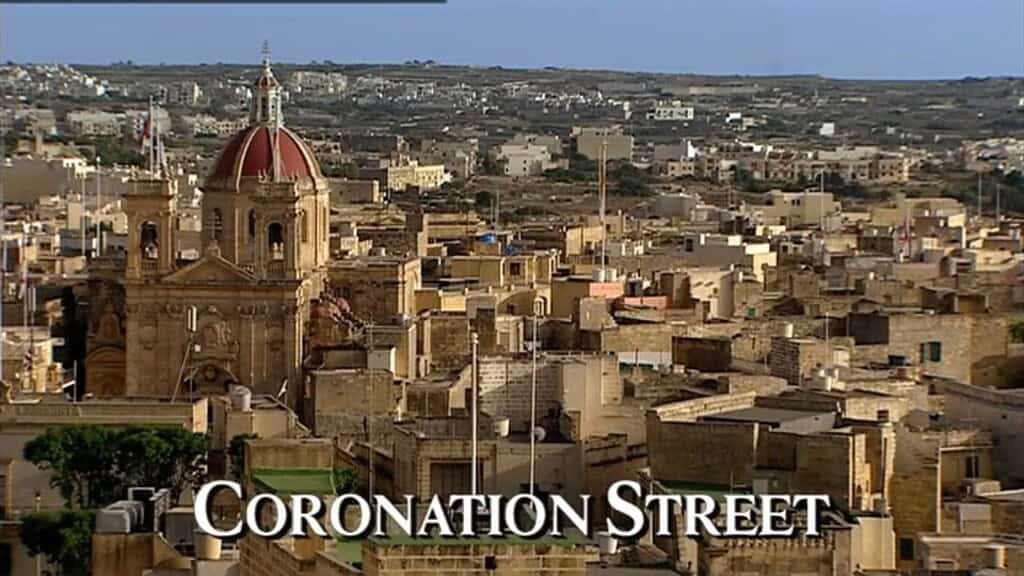 Rooftop view of Victoria, with St George's Basilica. in the centre.