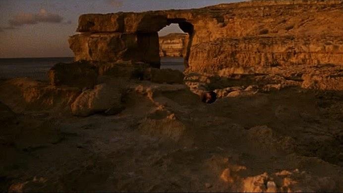 The Azure Window, Gozo, in the orange light of sunset.