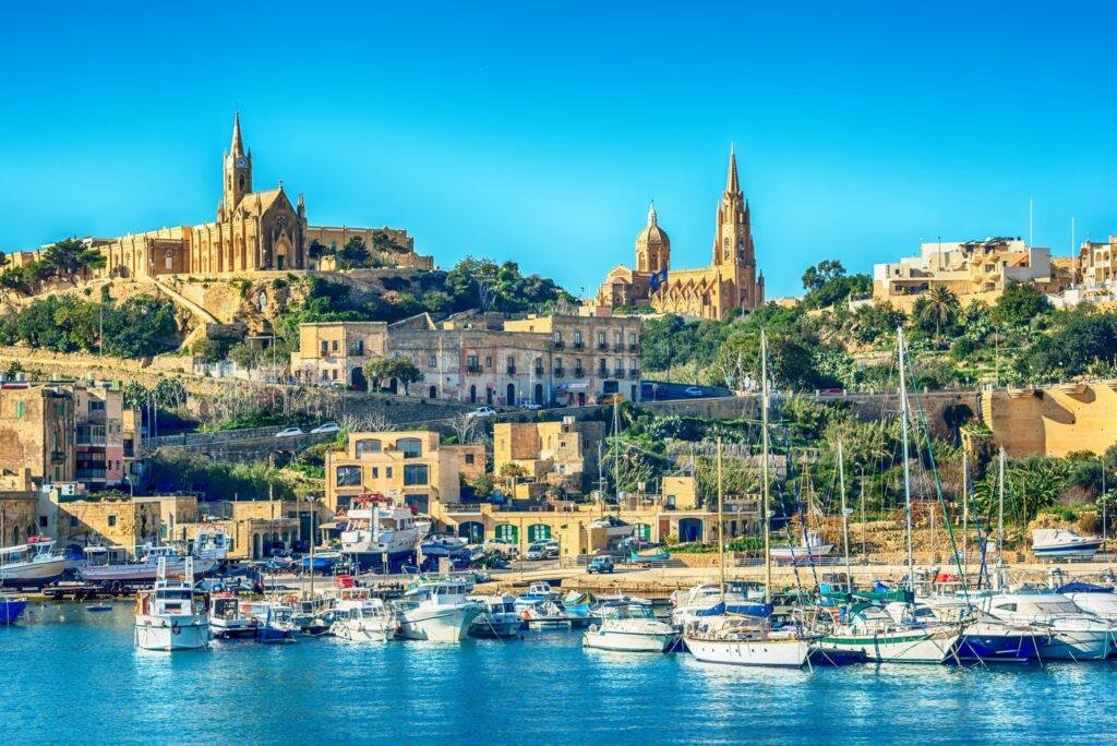 Skyline of Mgarr Harbour, Gozo.