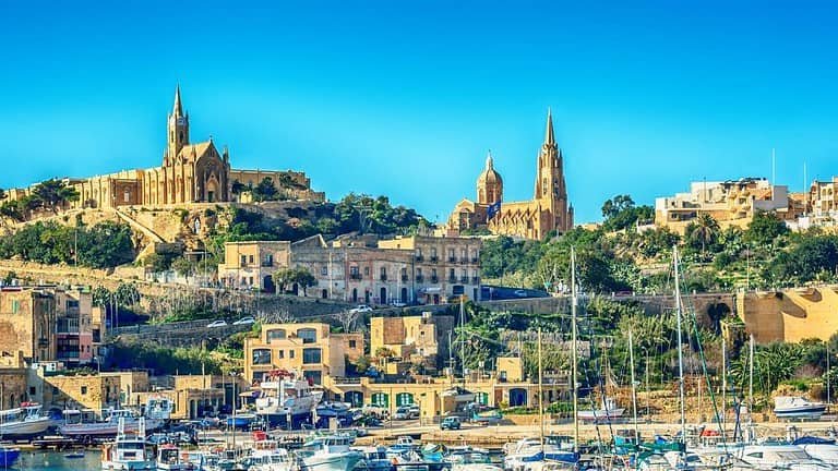 Skyline of Mgarr Harbour, Gozo.