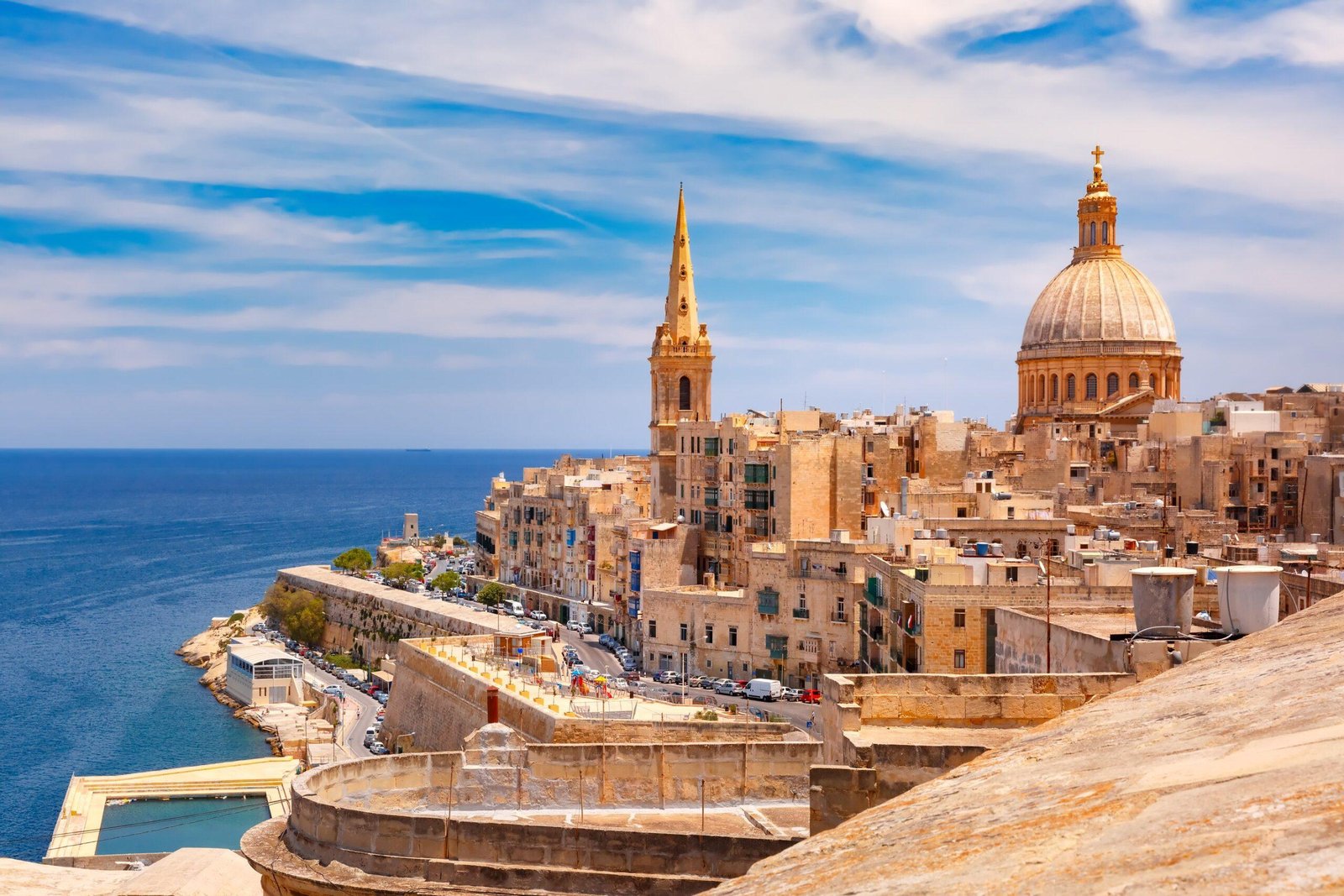 Skyline of Valletta, Malta.