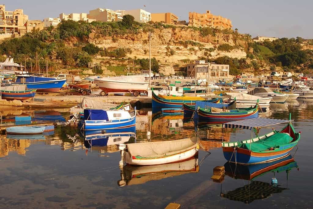 Skyline of Mgarr Harbour, Gozo.