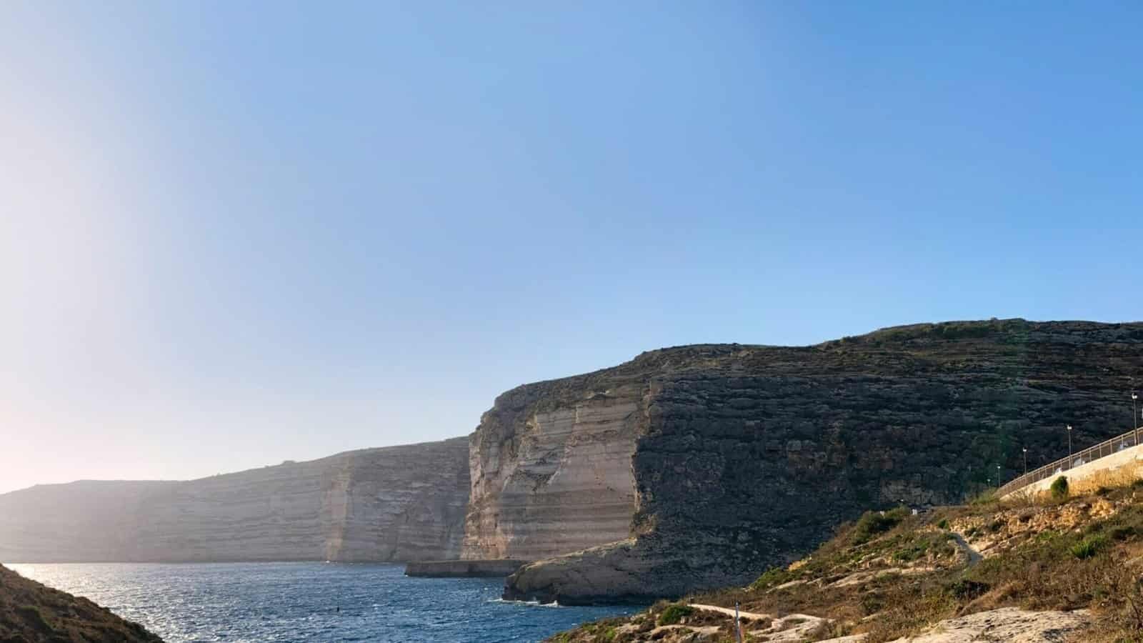 Xlendi cliffs from Il-Kantra valley.