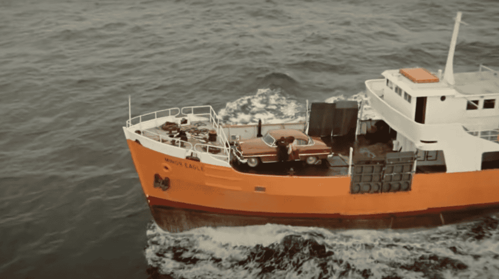 Mickey King (Michael Caine) travels on the Imperial Eagle in Pulp.