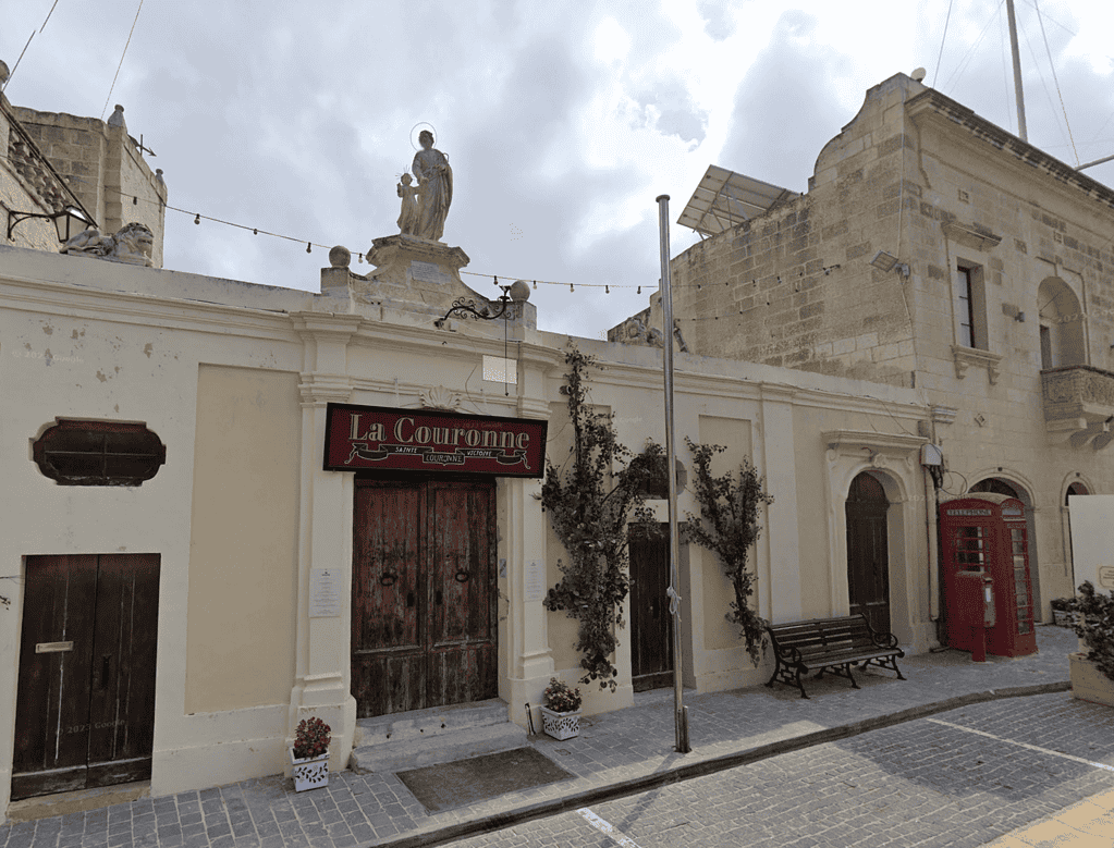 Exterior of La Couronne, the fictional bar from The Madame Blanc Mysteries.