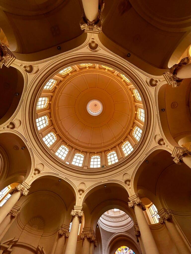 An internal shot of the dome from St John the Baptish's Church in Gozo.