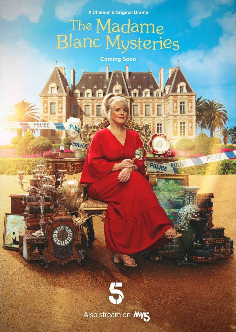 Poster for British cozy crime drama, The Madame Blanc Mysteries.