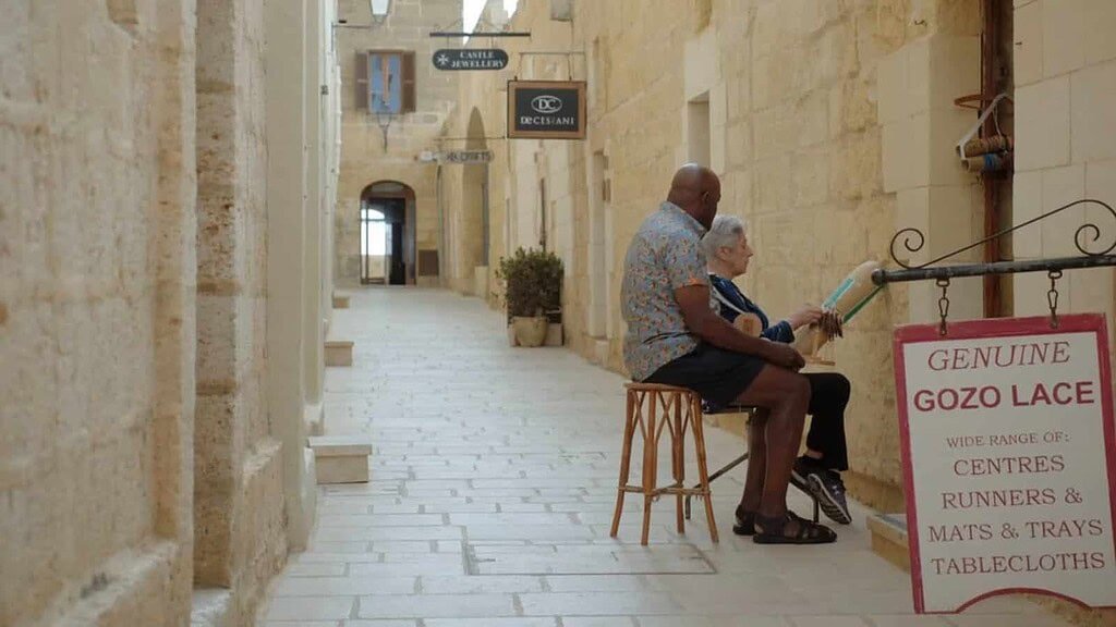 Ainsley learns lacemaking at Gozo's Cittadella