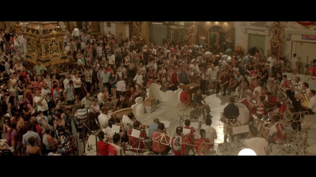 St George's Square, Victoria, Gozo, packed with revellers for the annual feast of St George.
