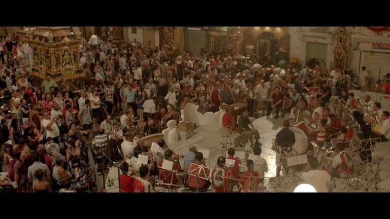 St George's Square, Victoria, Gozo, packed with revellers for the annual feast of St George.