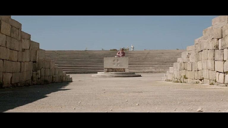 Ancient ruins with empty stone steps.