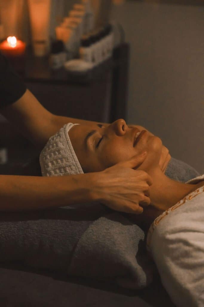 A guest having an ELEMIS facial at the Grand Hotel's spa, Għajnsielem, Gozo